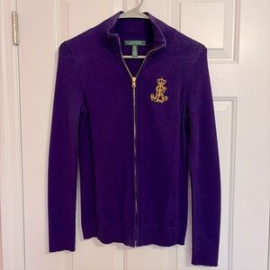 Polo Ralph Lauren Sport Women’s Purple Full Zip Sweater, Size Small